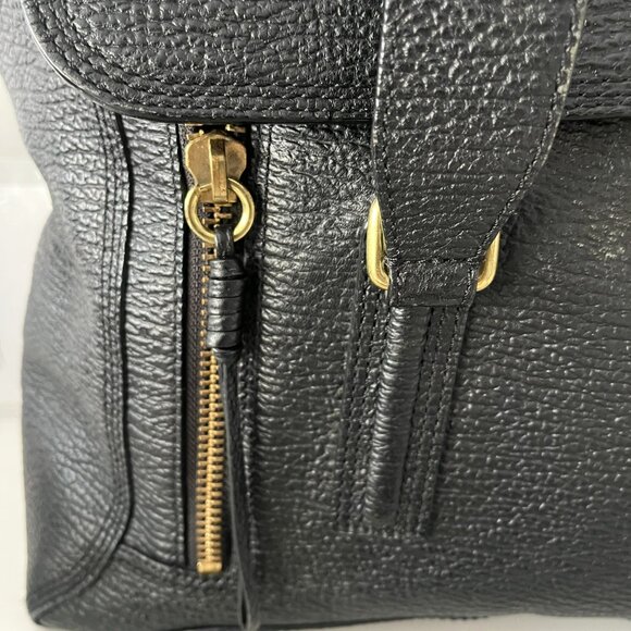 PHILIP LIM 3.1 - BLACK BOVIN LEATHER SATCHEL PASHILI BAG WITH SHOULDER STRAP - Picture 3 of 7